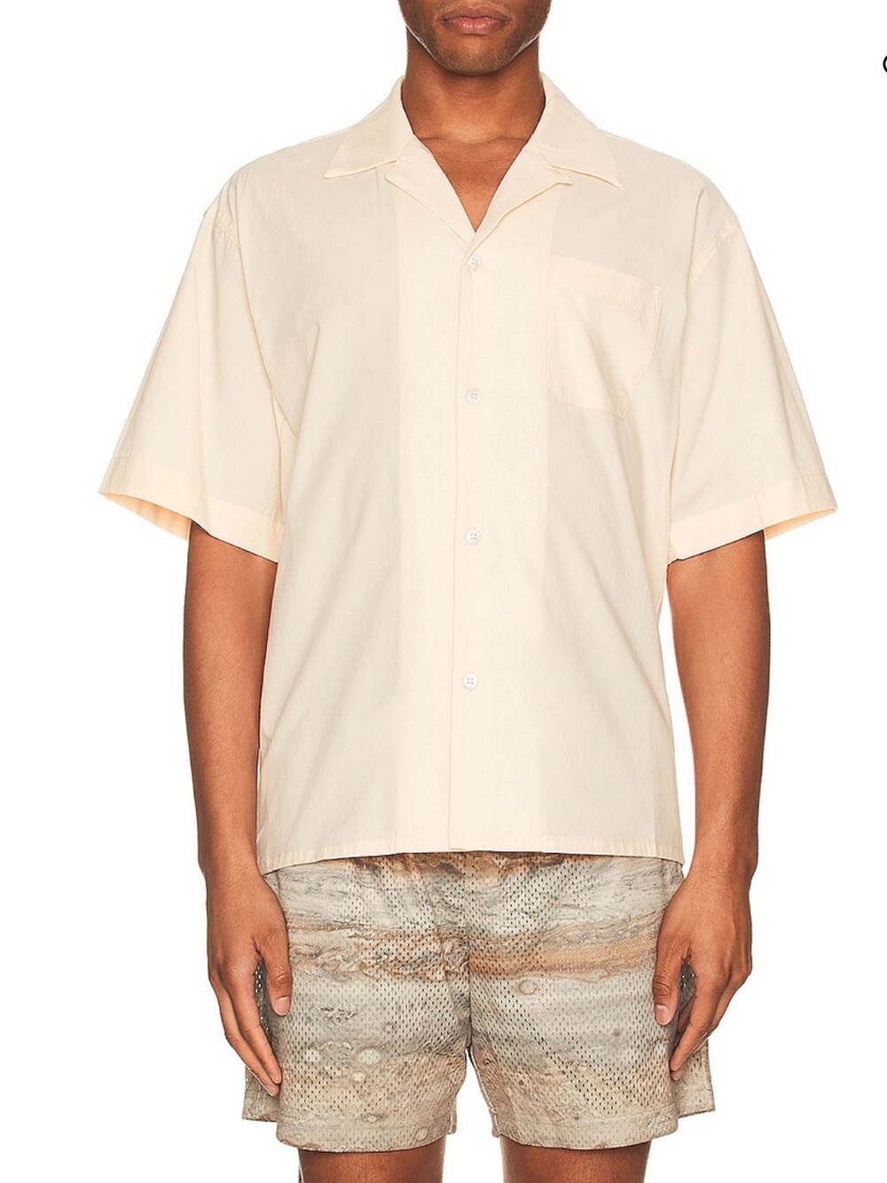 John Elliott Camp Shirt Men's Short-Sleeve Button-Up Shirt in light peach -XL